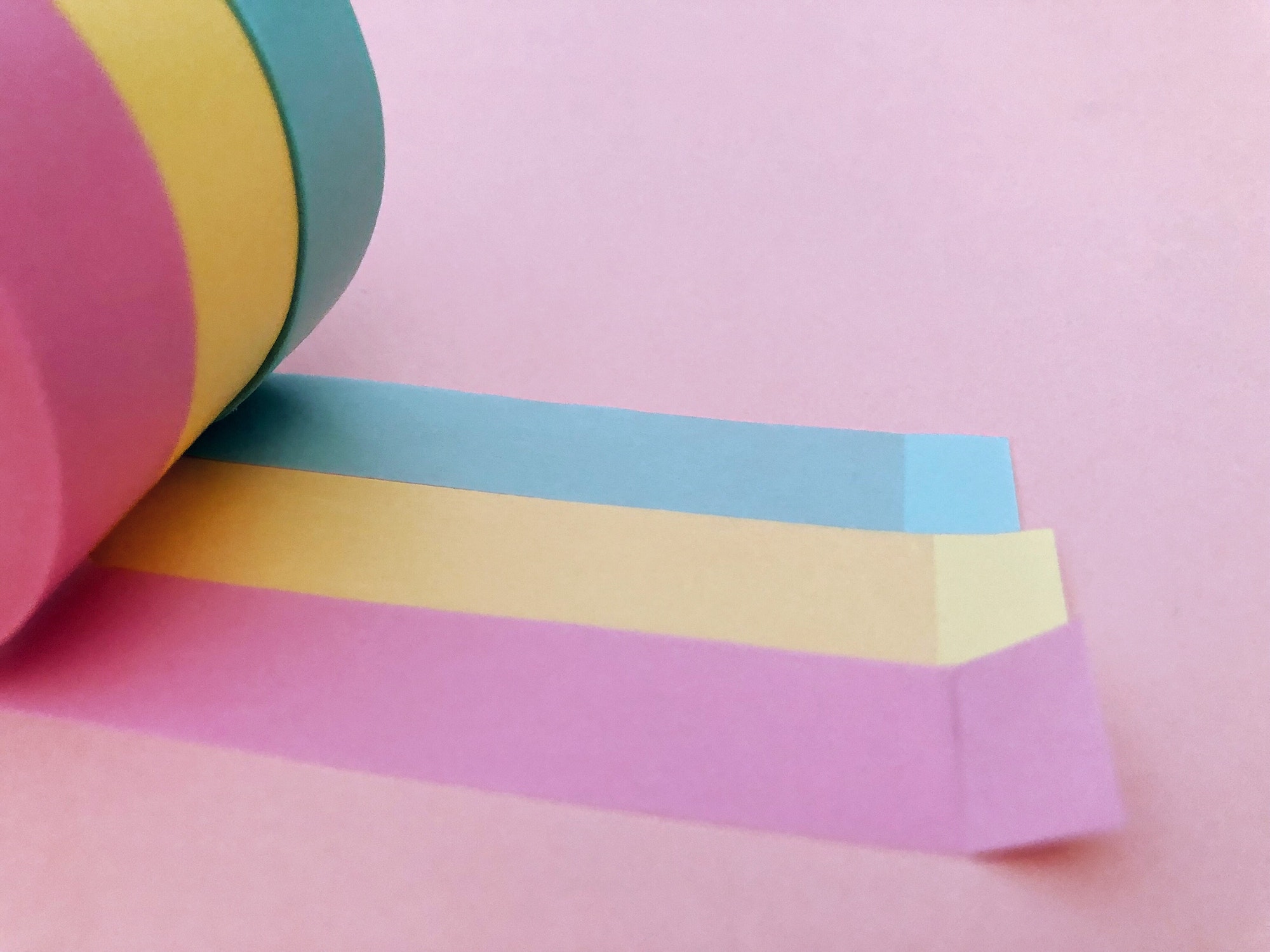 Sweet pastel colored washi tapes in pink, yellow and blue